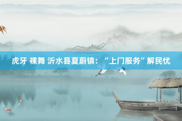 虎牙 裸舞 沂水县夏蔚镇：“上门服务”解民忧