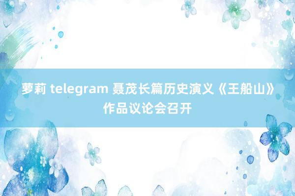 萝莉 telegram 聂茂长篇历史演义《王船山》作品议论会召开