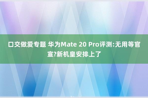 口交做爱专题 华为Mate 20 Pro评测:无用等官宣?新机皇安排上了