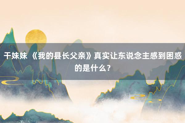干妹妹 《我的县长父亲》真实让东说念主感到困惑的是什么？