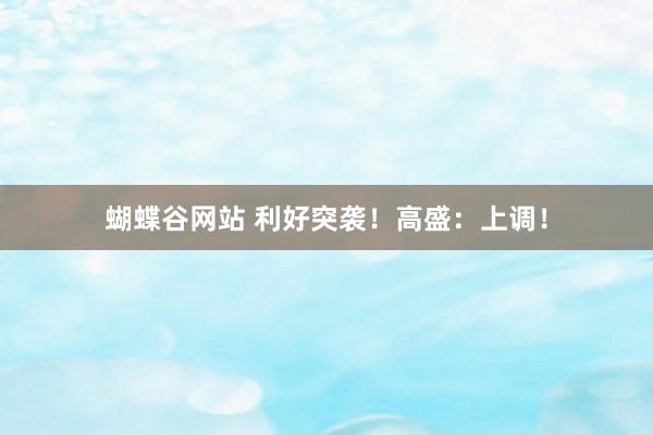 蝴蝶谷网站 利好突袭！高盛：上调！